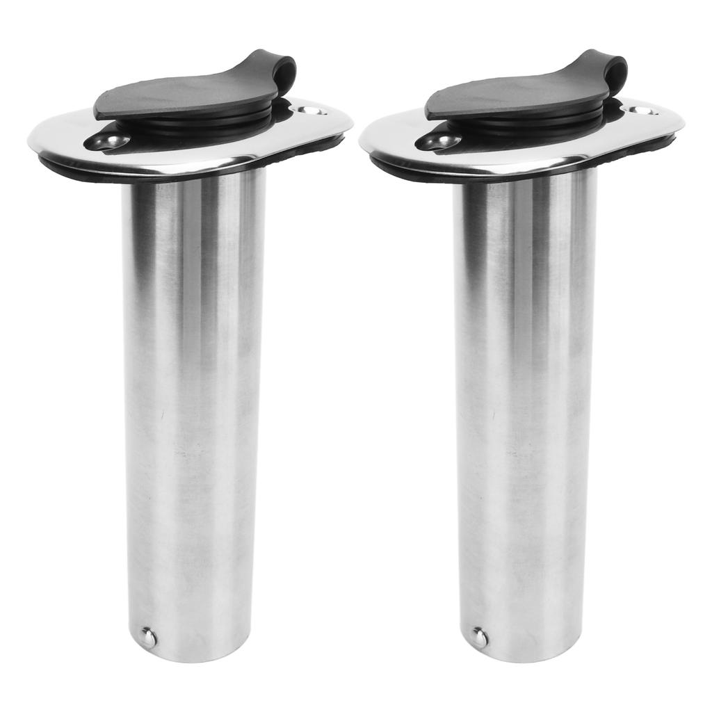 2pcs Boat Fishing Rod Holder 8.5in 316 Stainless Steel UV PVC Liner 90 Degrees  Flange Flush Mount for Yacht