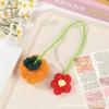 Knitted Car Rearview Mirror Hanging Ornament Car Interior Decoration Strawberry Pendant Daisy Lanyard Bag Pendant