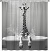 The Cute Giraffe Is Sitting In The Bathtub And Taking a Bath  Animals Wildlife Vintage   Fabric Bathroom Decorative Curtain