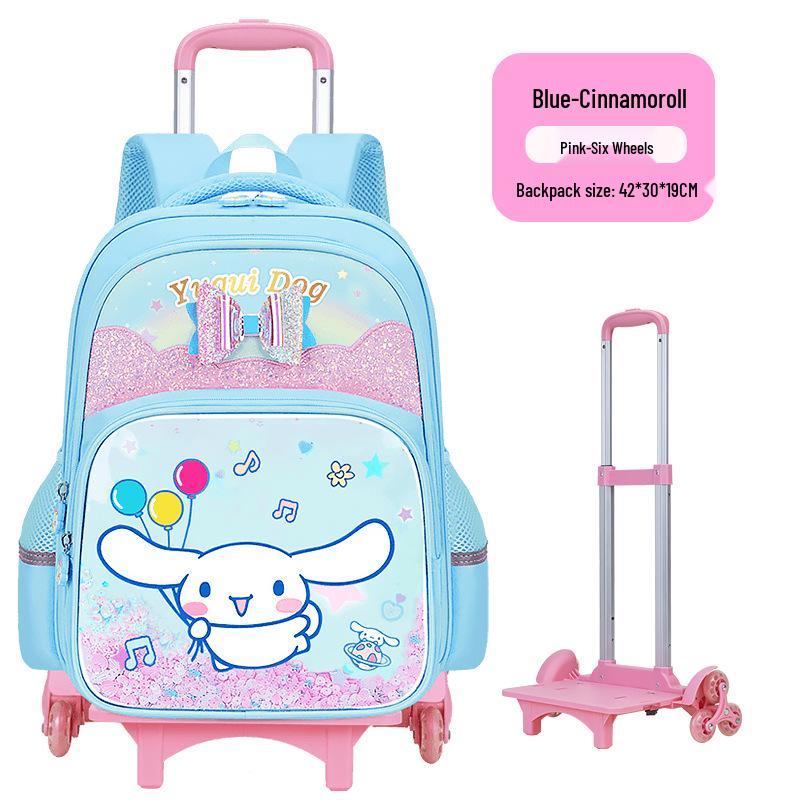 Lightweight Trolley Schoolbag for Primary School Girls - Large Capacity Backpack for Grades 1-6