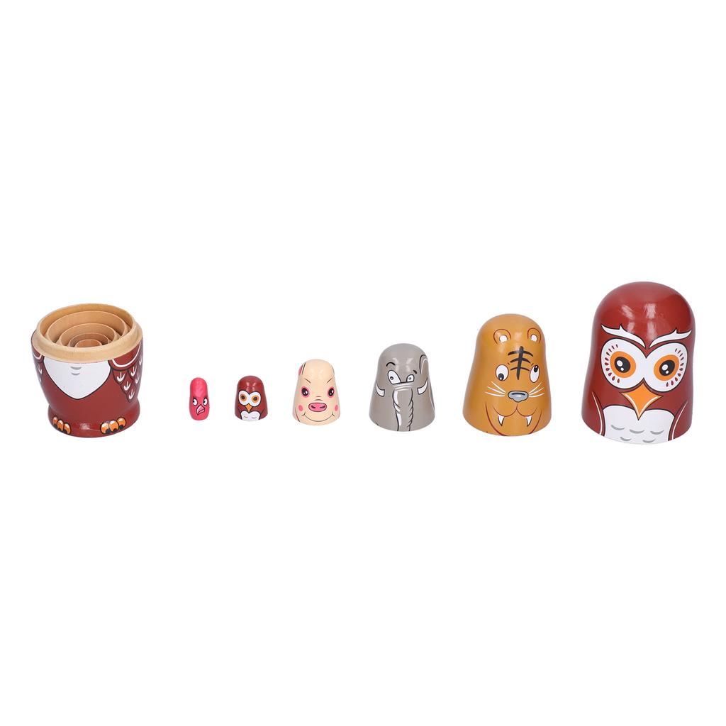 6Pcs Cartoon Russian Nesting Dolls HandMade Ornaments Kids Gifts Toys Home Furnishings