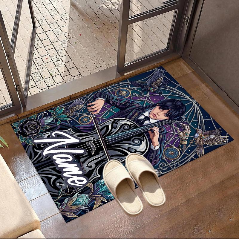 Custom Name Personalized Wednesday Print Carpet, Versatile Home Decor Rug, for Playroom, Apartment, Balcony, Entryway, Hallway Gift