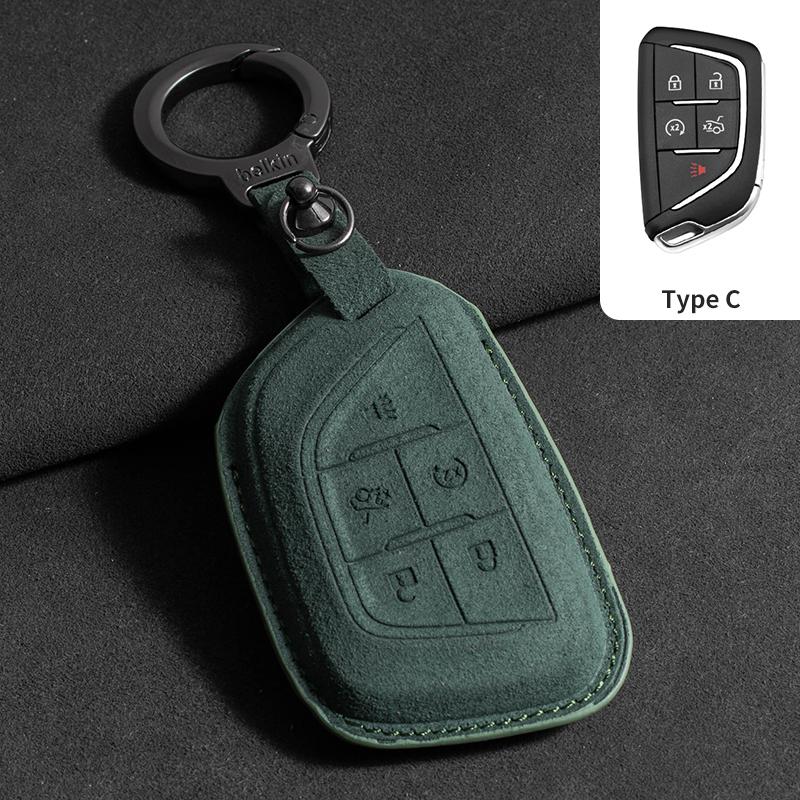 Suede Car Key Case Cover For Cadillac Escalade ESV SRX STS XT4 CT4 CT5 ATS CT6 CTS DTS XT5 Car Key Protective Shell Accessories