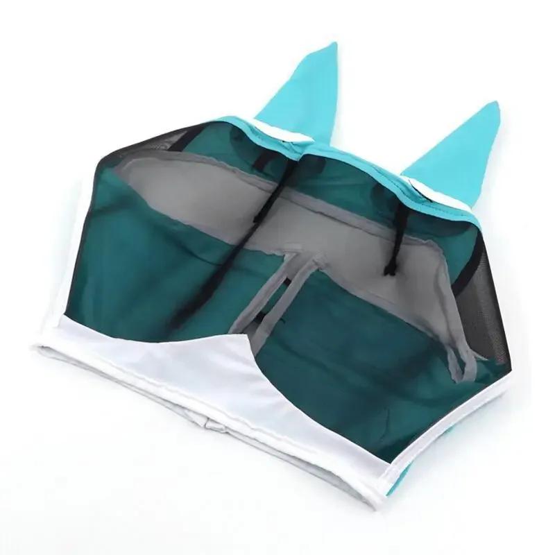 Fliegenmaske für Pferde – UV-Schutz, ergonomisch, ideal für den Sommer, Augenschutz, Ohrenschutz, Halbgesichtsschutz aus Netzgewebe
