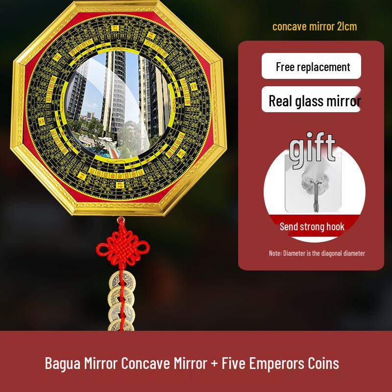Pure Copper Bagua Convex Mirror for Home & Shop Décor