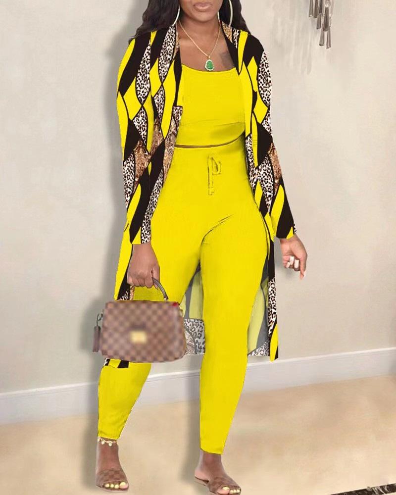 Women's 3-Piece Fashion Sets with Printed Blouse, Pants, and Cardigan in Multiple Colors and Patterns