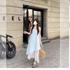 White vest skirt women's summer new French loose design medium and long irregular suspender dress