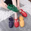 Korean Style Anti-slip Shiny Crystal Jelly Closed-toe Hollow Sandals Women's Casual Beach Shoes