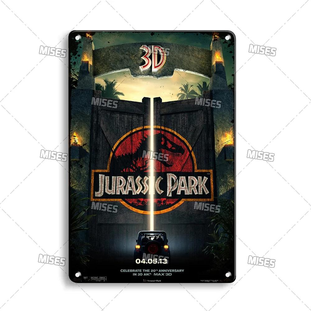 MISES Film Classico Jurassic Park Targa Metallica Pub Targa Metallica Giardino Vecchia Targa Murale Segno Metallico Arrugginito Decorazione Murale Poster Metallico