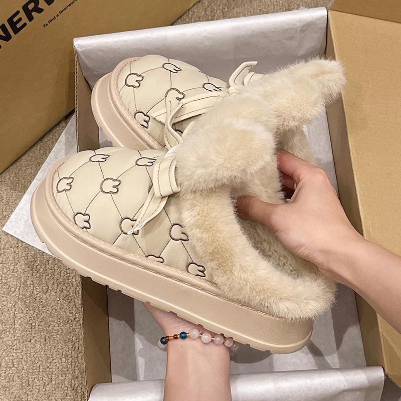 Cixi cotton slippers autumn and winter new thick bottom bag head rabbit ears home indoor non-slip warm