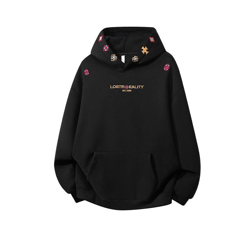 Korean Designer Embroidered Unisex Velvet Hoodie - Autumn/Winter Casual Trend XXL