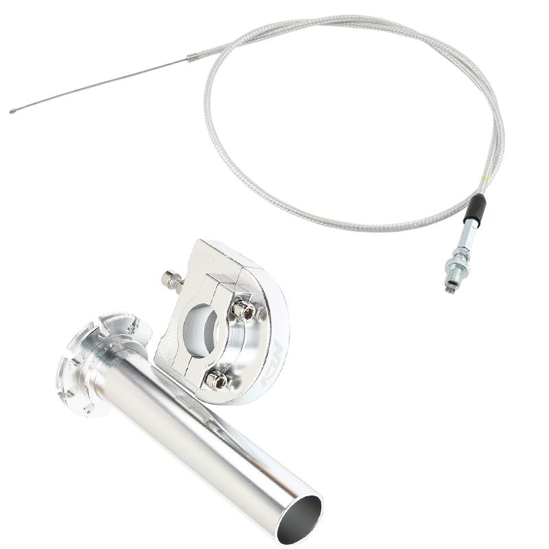 Universal Motorcycle CNC Aluminum Accelerator Throttle Twist Grips Handlebars Cable for Honda CRF230 CR80 Kawasaki KLX Dit Pit B Throttles 2