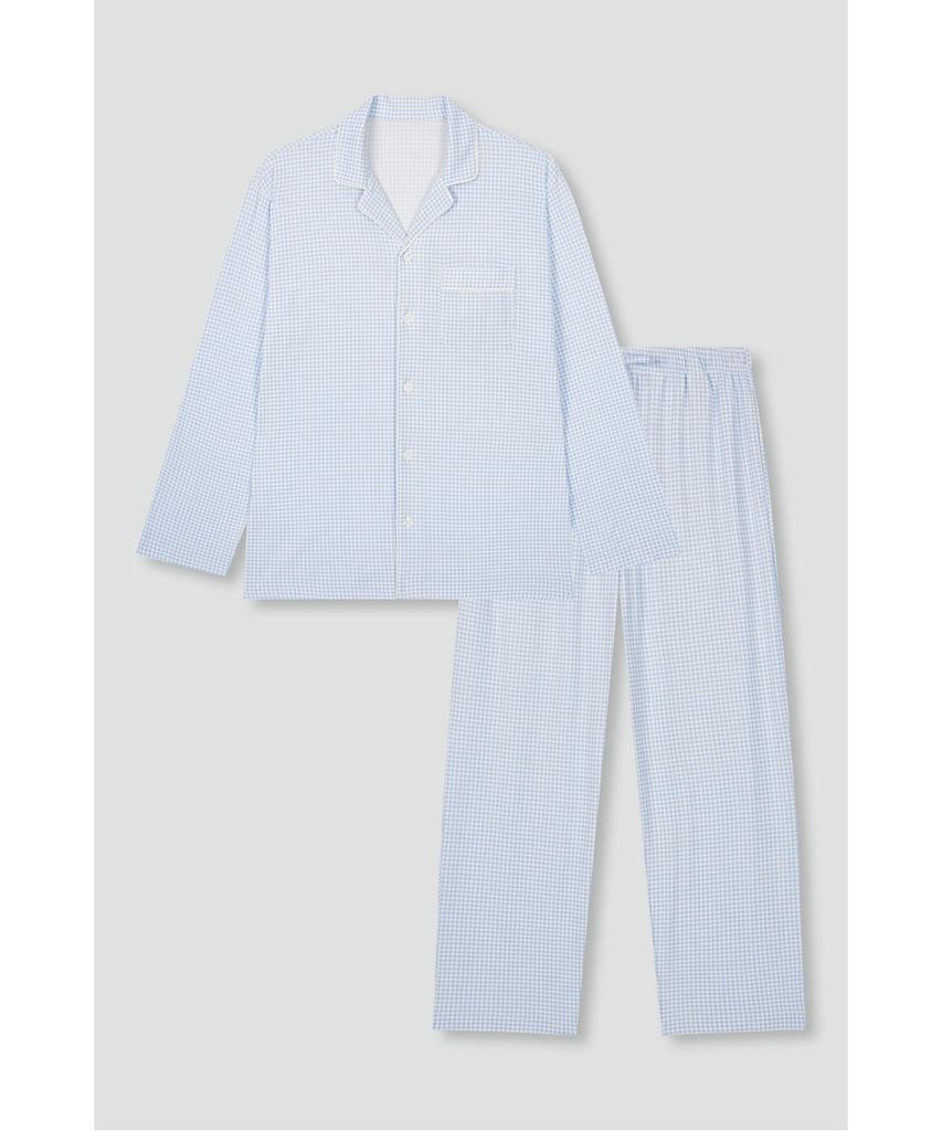 Jaju Men'S Peach Skin Length Pajama Set_Light Blue