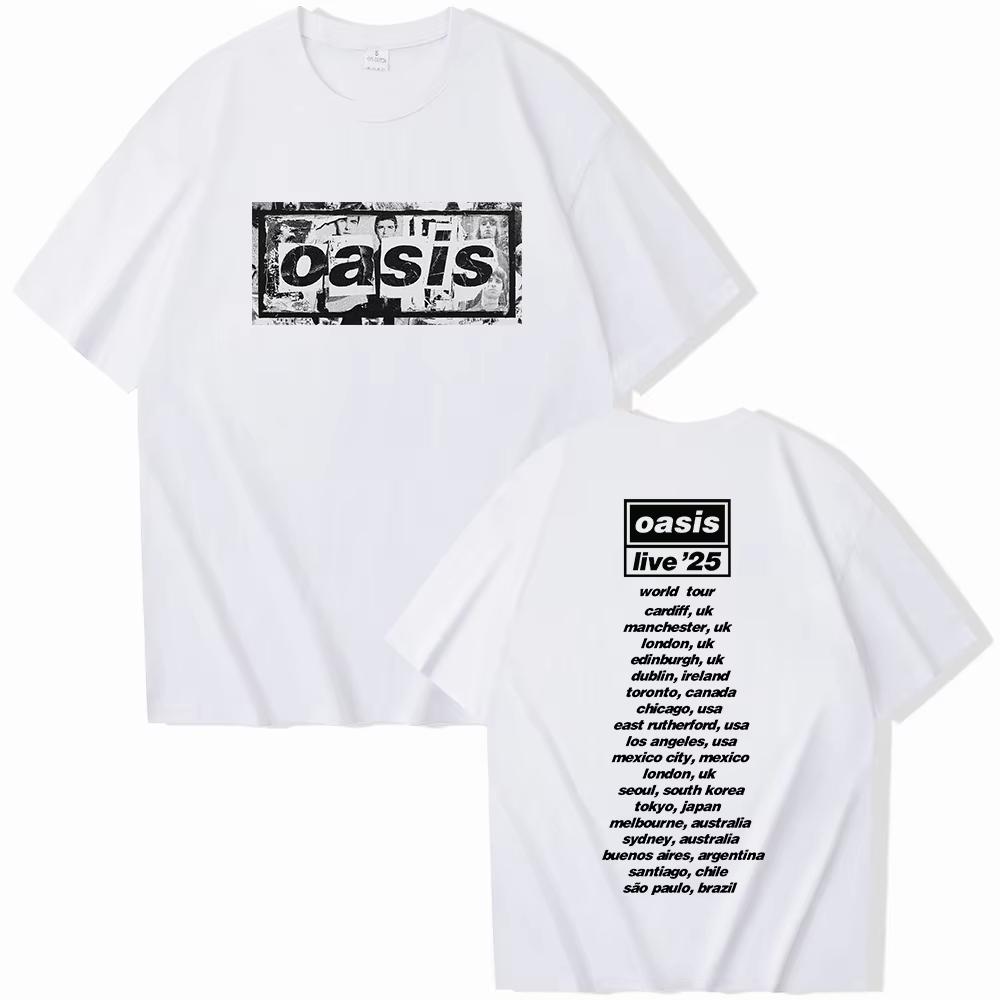 Oasis Reunion Tour 2025 Men Women Cotton T-shirt Harajuku O-neck Oasis Live 25 Tour Merch Fashion T Shirt Gift for Fans