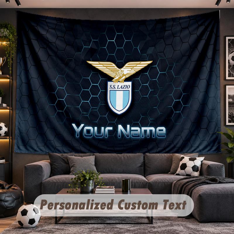 Lazio FC Personalized Tapestry Support Custom Name, Wall Art Home Decoration