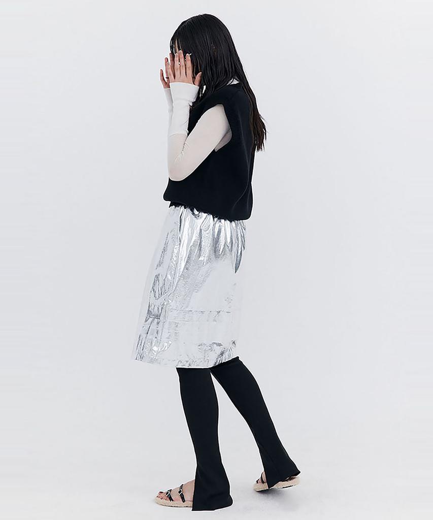 Bundercammer Raw-Cut Tuck Skirt_Silver