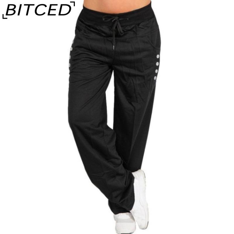 

BITCED Женские модные повседневные однотонные брюки и капри с принтом S чёрный