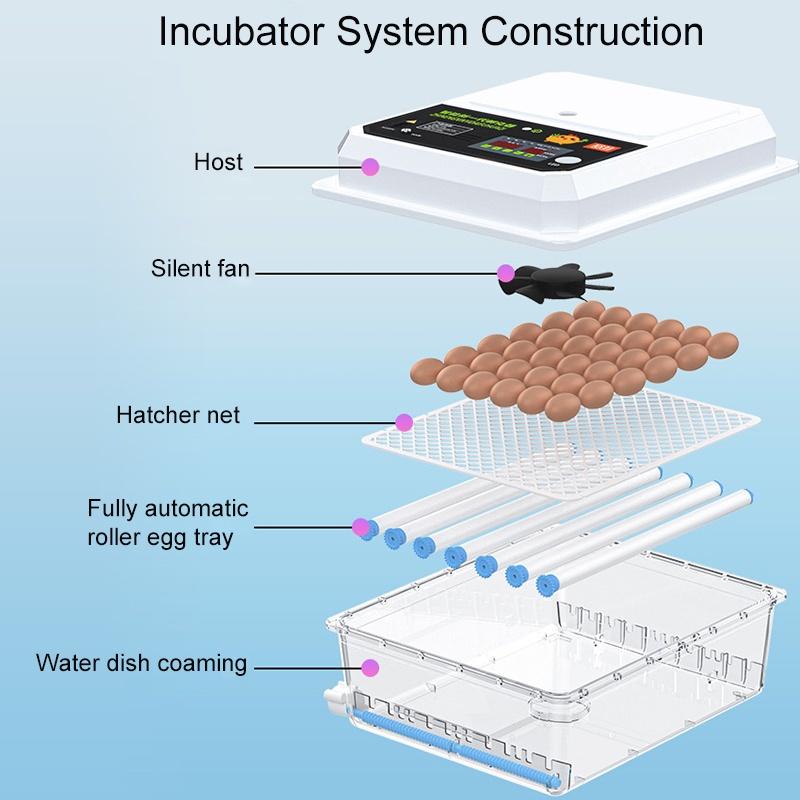 56 Eggs Fully Automatic Hatching Machine Incubator Farmer Chicken Brooder Hatcher with Automatic Turner Smart Control 220V