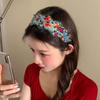 Vintage Red Flower Chiffon Embroidery Headband For Women Elegant Ethnic Lace Wide Headband Hair Hoop Hair Accessories