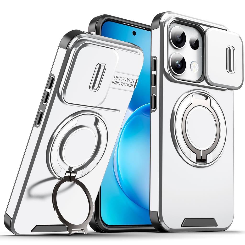 Magnetic Metal Ring Stand Armor Case For OPPO Reno 15 16 Pro Reno15 FS 15F Reno16 FS 16F Slide Push Window Lens Protection Cover
