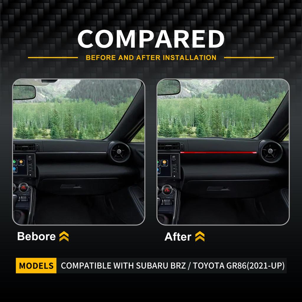 For Subaru BRZ Toyota GR86 2021-2026 Carbon Co-pilot Dashboard Trim Strip Anti Scratch Center Panel Interior Decor Accessories