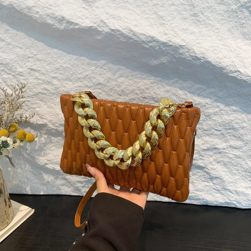 

Ретро повсякденний простий ланцюжок літня нова сумка 2024 р. жіноча сумка через плече модний тренд портативна коса сумка коричневий