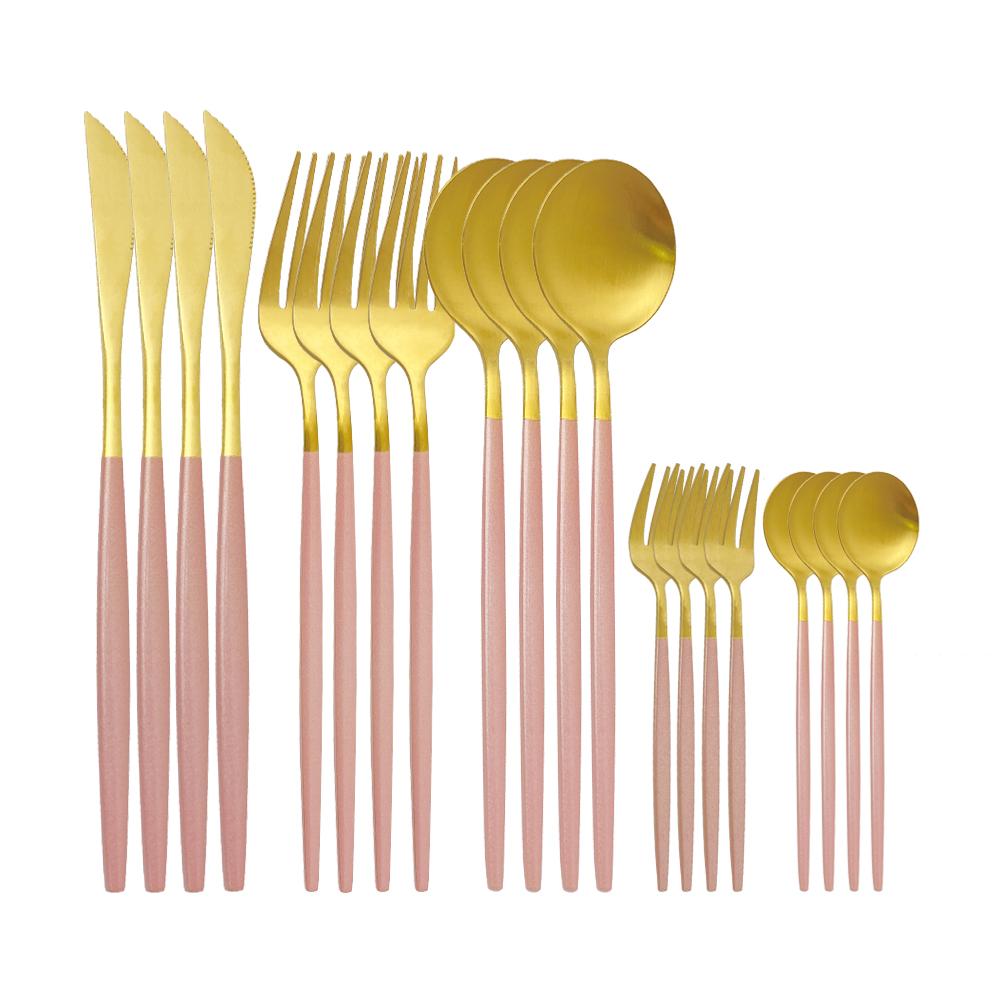 Set di posate multicolore da 20 pezzi, set di stoviglie, coltello da cena, forchetta da torta, argenteria arcobaleno in acciaio inossidabile 304, set per la tavola della casa