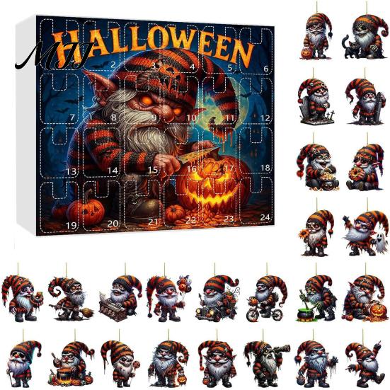 Seasonal Wall Decorations Halloween Advent Calendar 2026, 24 Days Surprise Countdown with Decorative Holiday Accents Acrylic Ornaments for Party