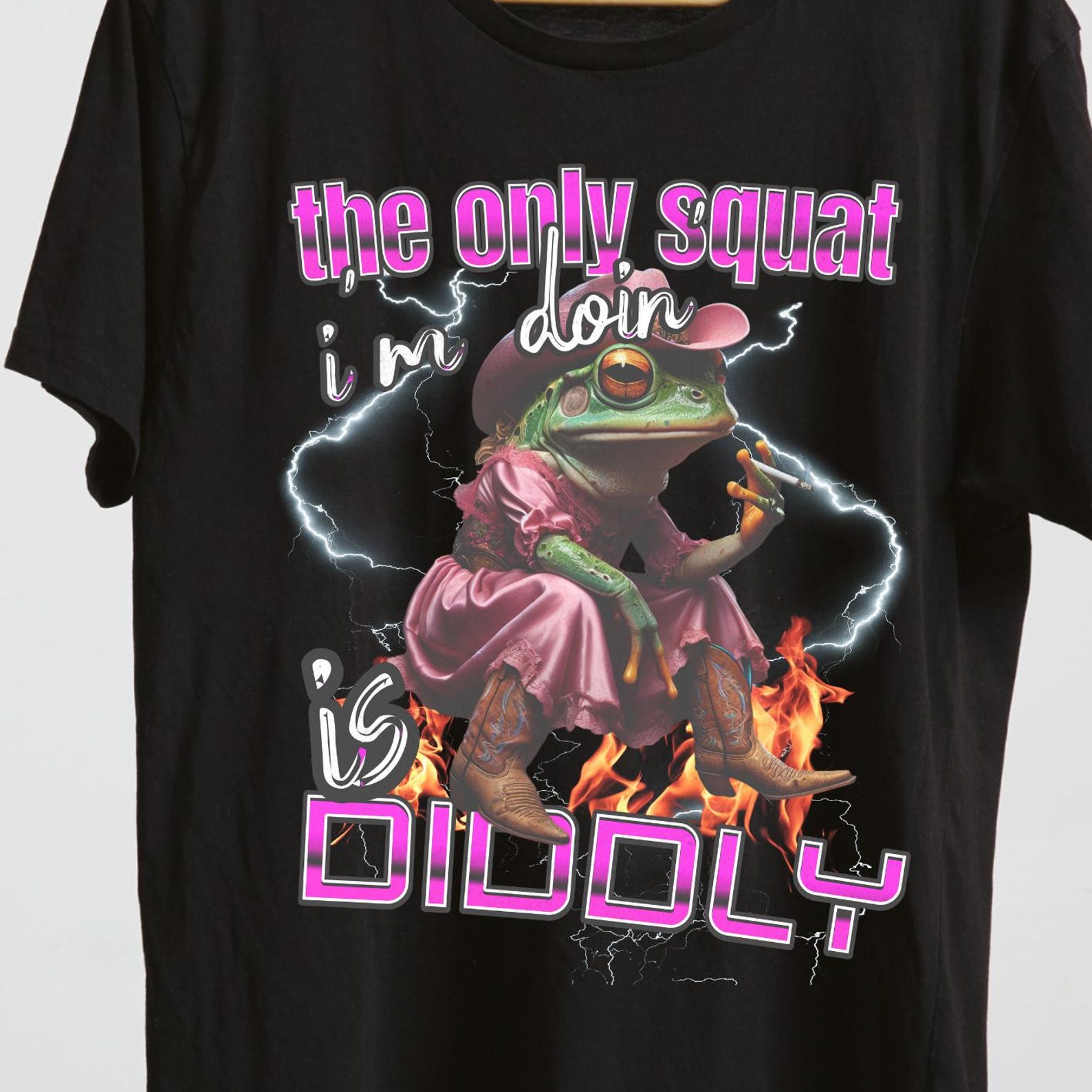 Funny Cowboy Frog T-Shirt: Western Humor Meme Tee L