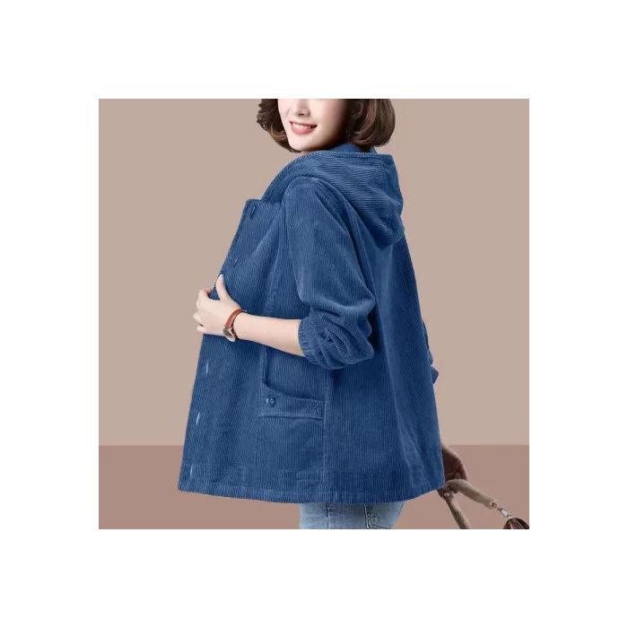 

2025 Spring/Autumn Women s Corduroy Jacket - Casual, Loose, Slimming Fit for Mid-Aged Mothers 4XL (160-180 lbs)