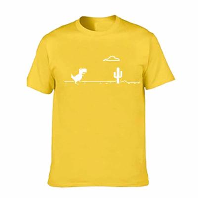Cotton Mosaic Game Cactus Little Dinosaur Prints Men T-Shirts Creativity Street Funny Short Sleeve Casual Mans Clothing