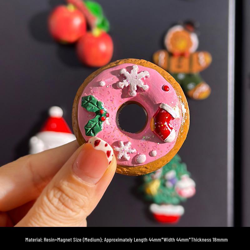 Magneti per Frigorifero di Natale Carini in Resina 3D: Pupazzo di Neve, Albero, Omino di Pan di Zenzero - Adesivi Magnetici Festivi per Decorazione.