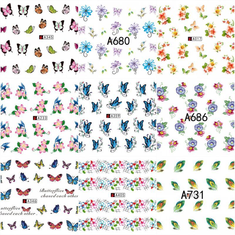 50 Sheets 3D DIY Nail Art Water Transfer Floral Manicure Tips Nail Sticker Decoration