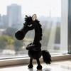 1Pcs Soft Stuffed Steric Horse Toys Lifelike Black Horse Plush Pendant For Children Funny Game Props Bag Hangings Decoration