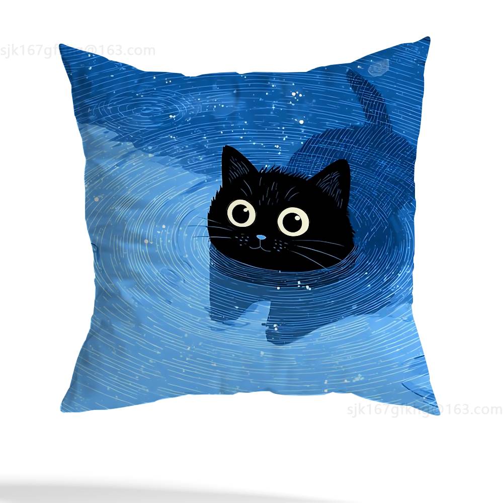 Star Heart MoonLight Cat Pillow Case Anti-dustmite Pillowcase Invisible Zipper Silky Short Plush Sofa Cushion Cover