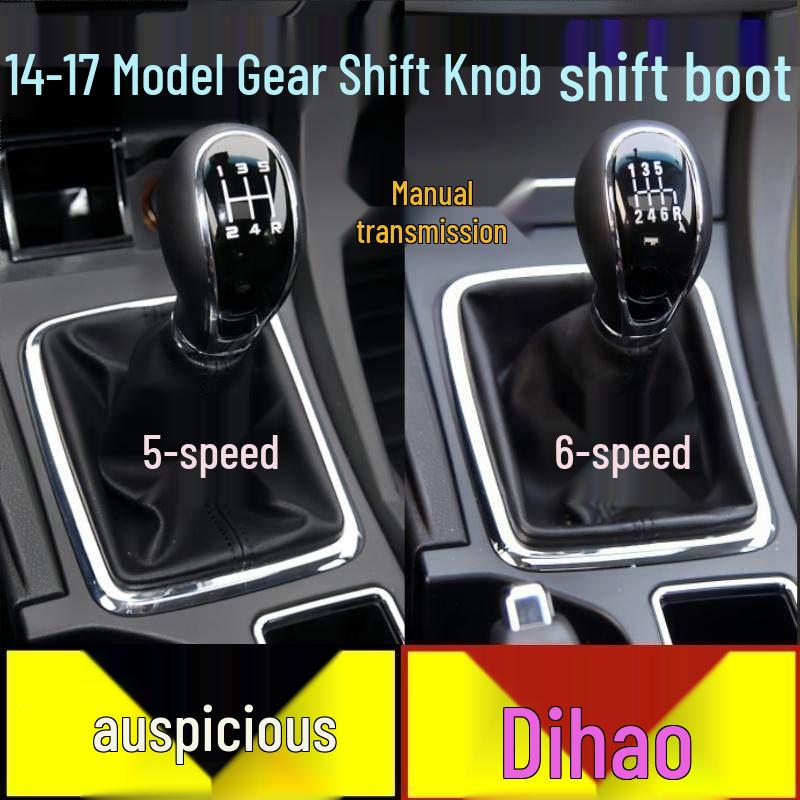 Gear Shift Knob and Dust Cover for 2014-2017 Geely Emgrand EC7 Synthetic Leather Black Stitch Shift Cover