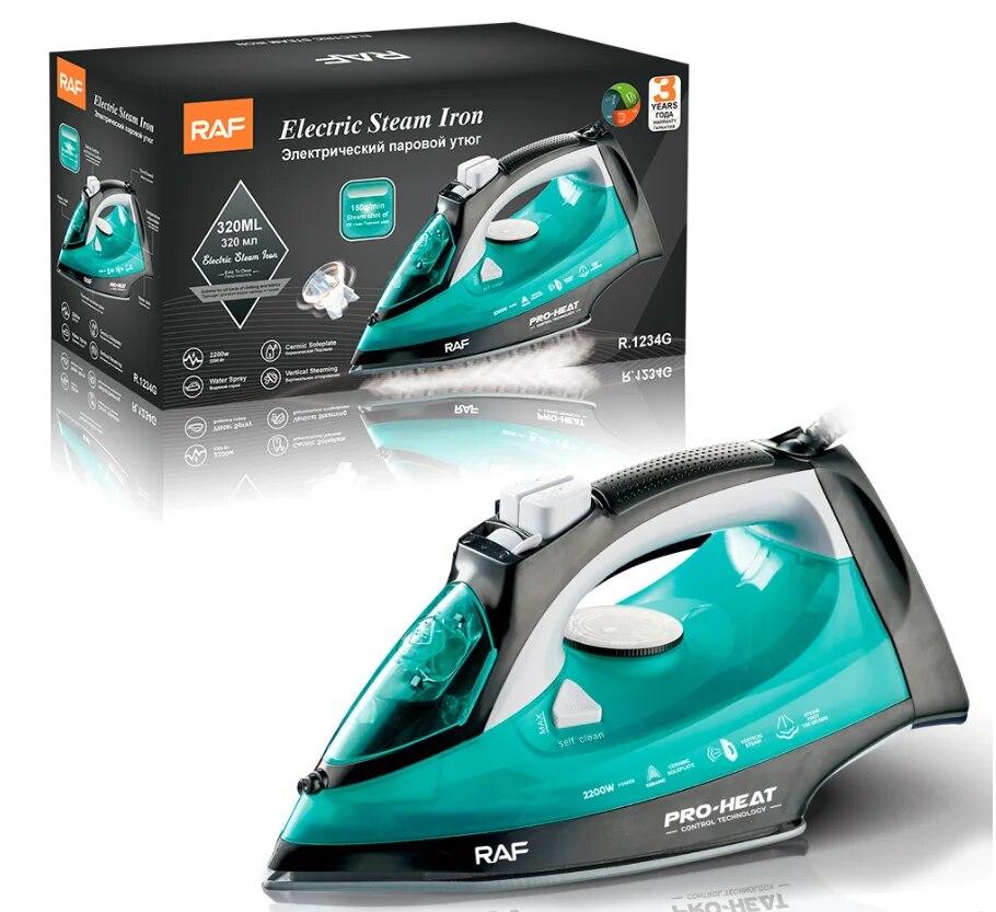 

Паровой утюг для одежды мощностью 2200 Вт с быстрым равномерным нагревом, устойчивой к царапинам подошвой из нержавеющей стали, осевым расположением EU зелёный