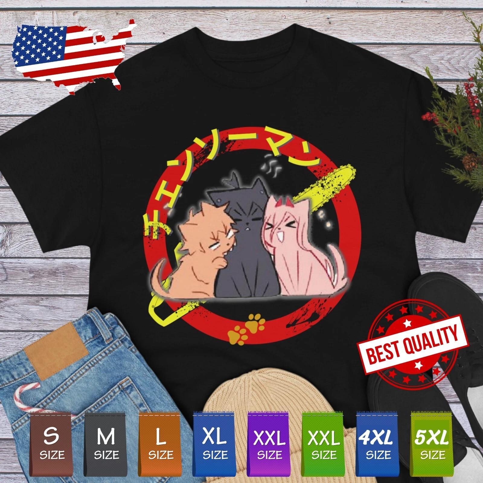 

Denji Power Aki T Shirt Chainsaw Man Anime Clothing Cat Manga Tee Kawaii Cosplay 4XL