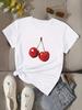 Kirschmuster Damen T-Shirt Lässiges Rundhals Oberteil Sommer Frühling Damenbekleidung Harajuku Kurzarm Lässig Damenbekleidung