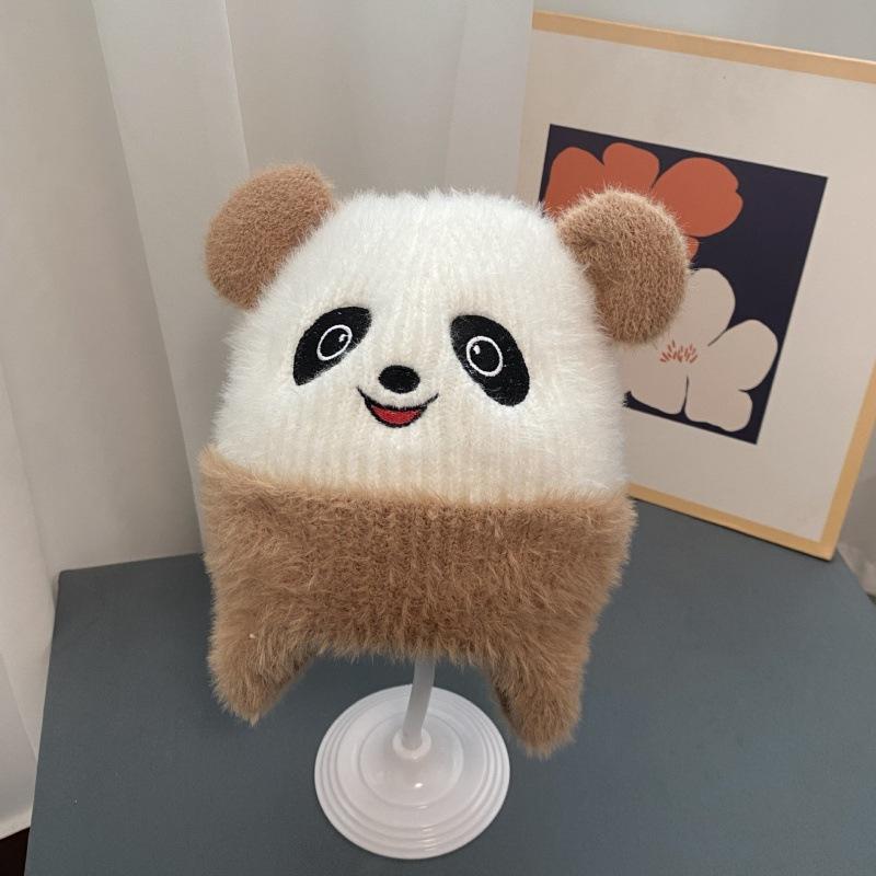 

New autumn and winter warm wool hats for boys and girls, cute children s thickened pulled wool knitted hats, velvet inner hats average size