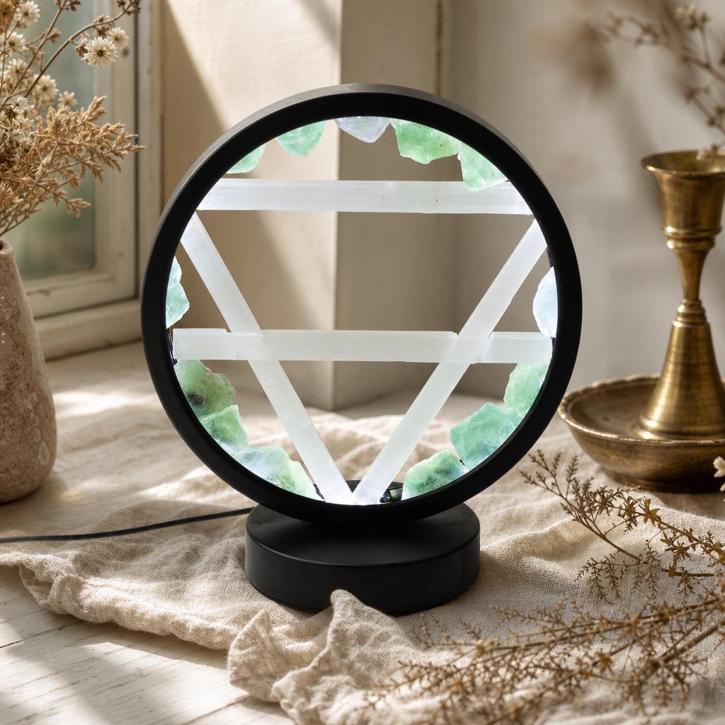 Edelstein-Halo-Lampe - Erde - Aventurin & Selenit