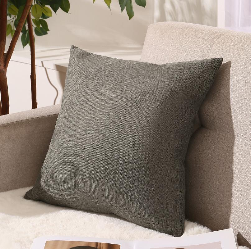 Nordic Ins Style Linen Pillow Living Room Sofa Bedside Solid Color Home Removable and Washable Cushion