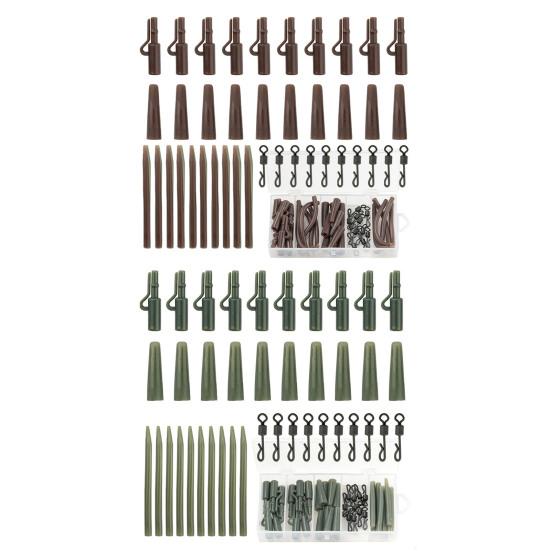 40Pcs/Set Carp Fishing Accessories Set with Storage Box Portable Metal Swivels Soft Tubes Sleeves Carp Fishing Gear Equipment Kit