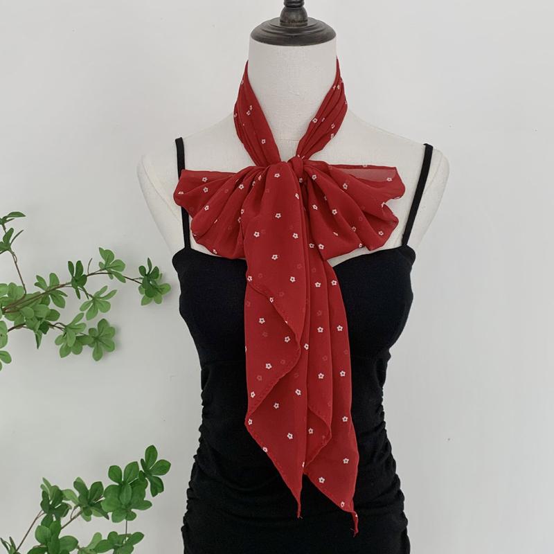 Fashion Thin Polka Dot Long Ribbon Scarf Shawl Elegant Neck Protection Neckerchief Narrow Tie Neck Scarf Costume Accessories