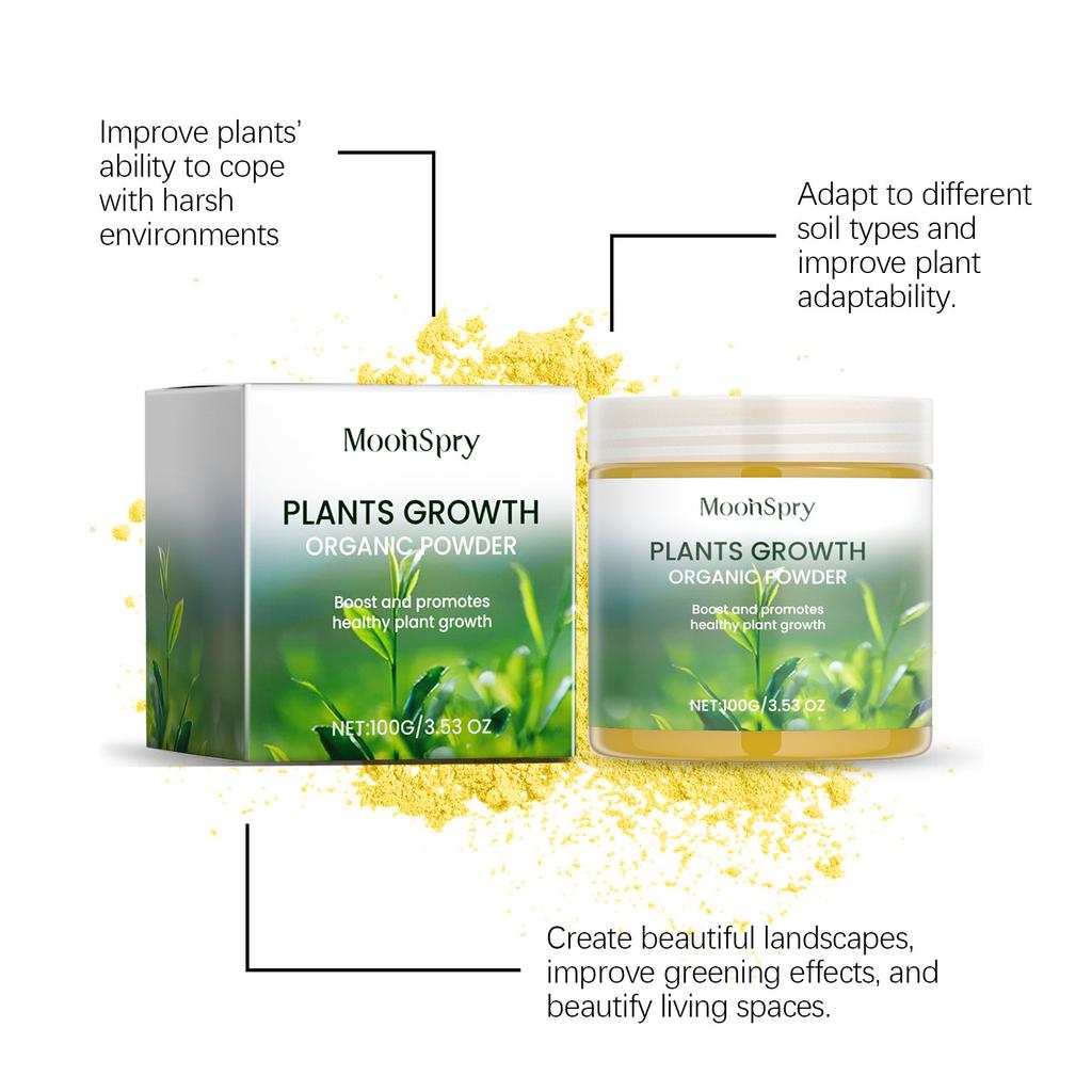 MoonSpry 100g Polvere Nutriente Organica per Piante - Migliora la Compattazione del Terreno, Potenzia i Fiori in Vaso per una Fioritura Rigogliosa