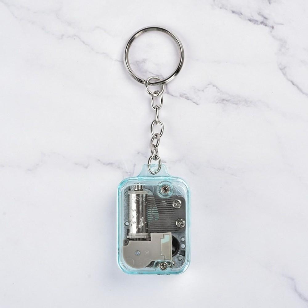 Mini Acrylic Music Box Keychain Acrylic Material Mini Mechanical Music Box  For Music Lovers