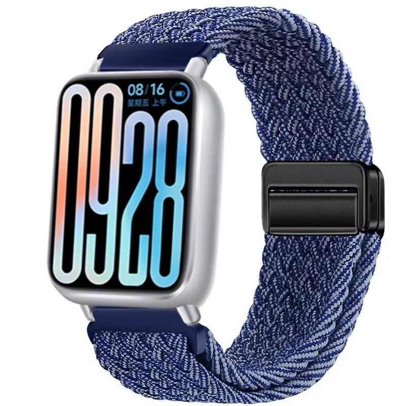 Nylon Strap for Xiaomi Band 8 Pro/9 Pro Braided Loop Magnetic Buckle Breathable Adjustable Wristband for Redmi Watch 6/5/4 Belt