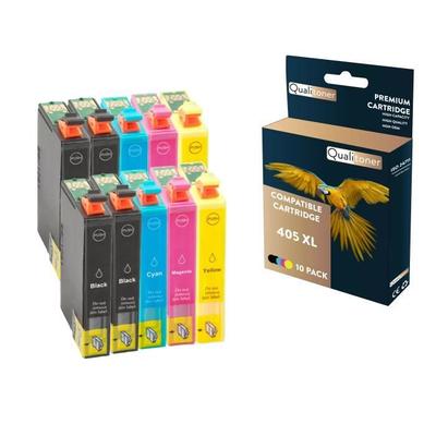 QUALITONER - 10 Cartridges Compatible for EPSON 405 XL 405XL Black (x4) + Cyan (x2) + Magenta (x2) + Yellow (x2) (Suitcase) for Epson