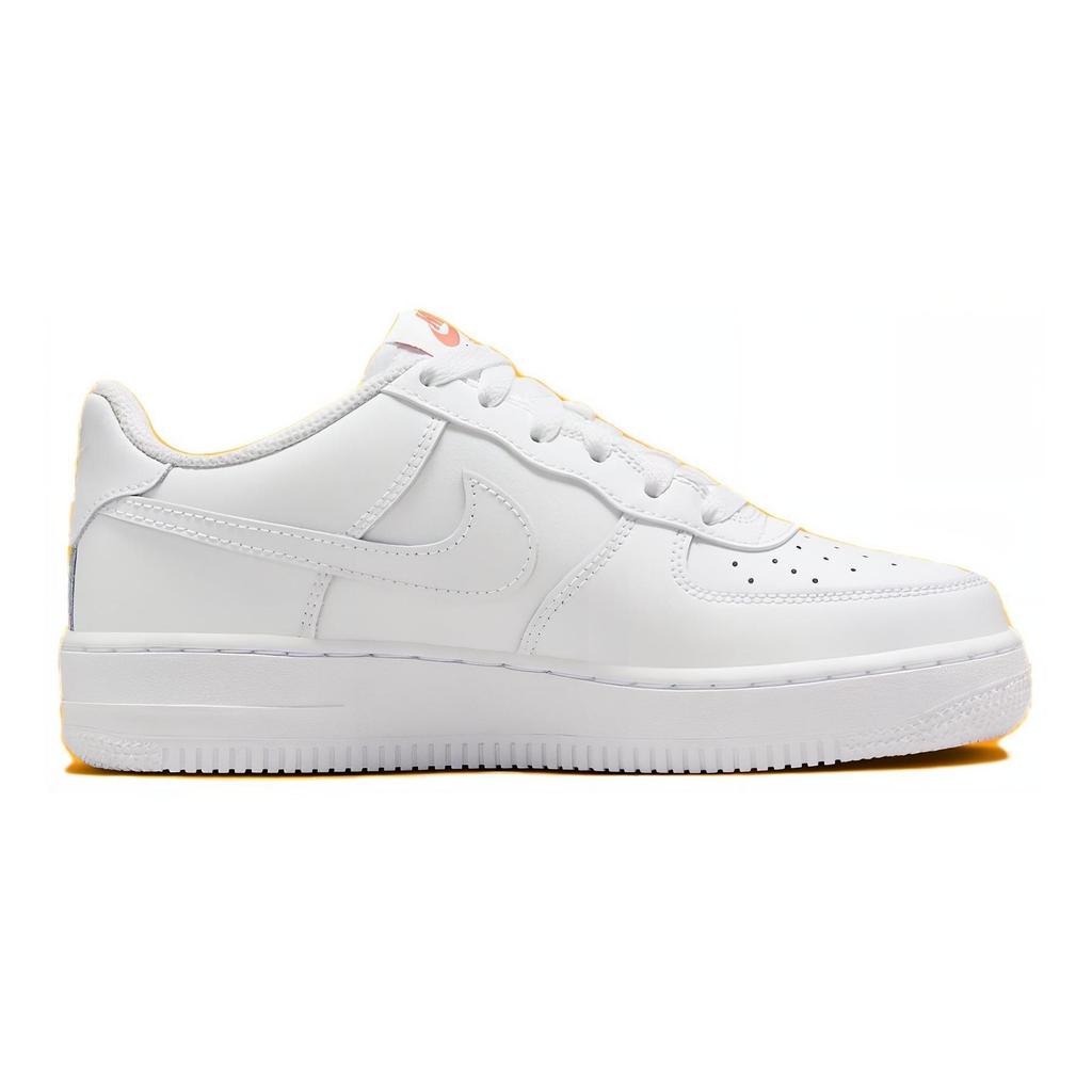 Nike Air Force 1 Low GS Rainbow Lace Swoosh Kids Sneakers White Multi-Color Terra-Blush FQ4948-100
