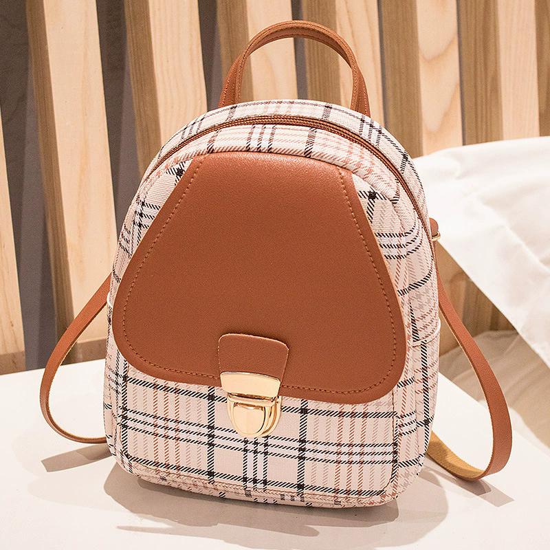 Plaid Backpack for Women, Lightweight Casual Daypack with Adjustable Detachable Straps, Portable Travel School Work Backpack
